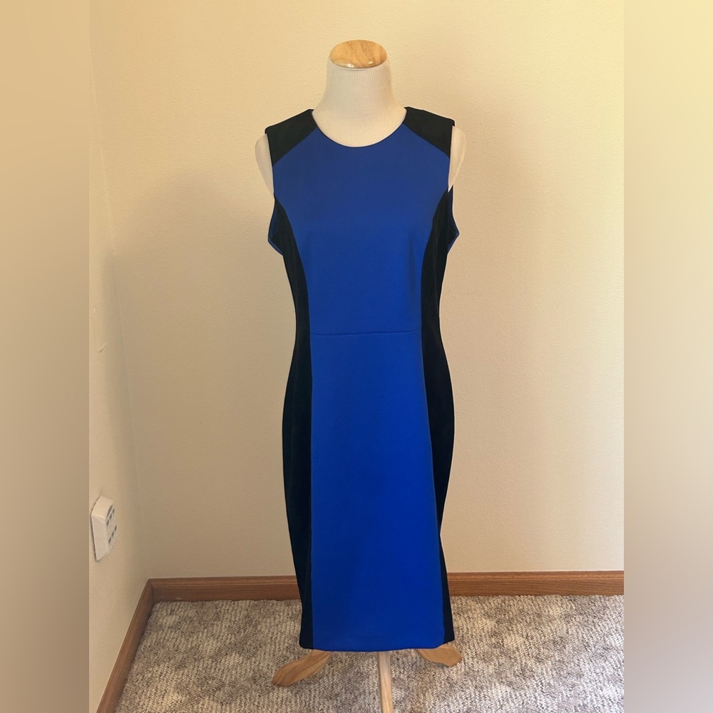 Calvin Klein Blue Scuba Faux Suede Sleeveless Dress Size 10